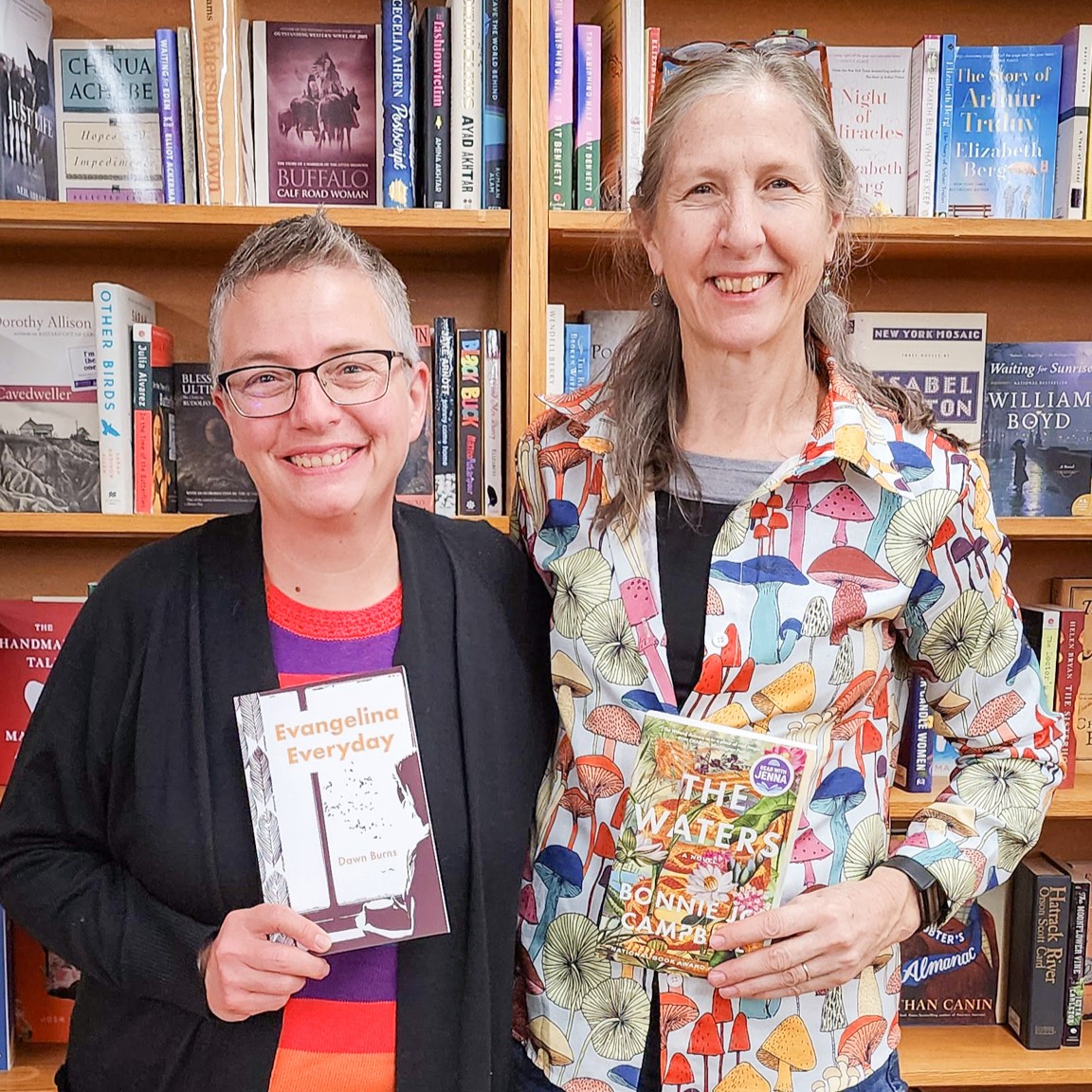 Dawn Burns and Bonnie Jo Campbell at Fables Books in Goshen